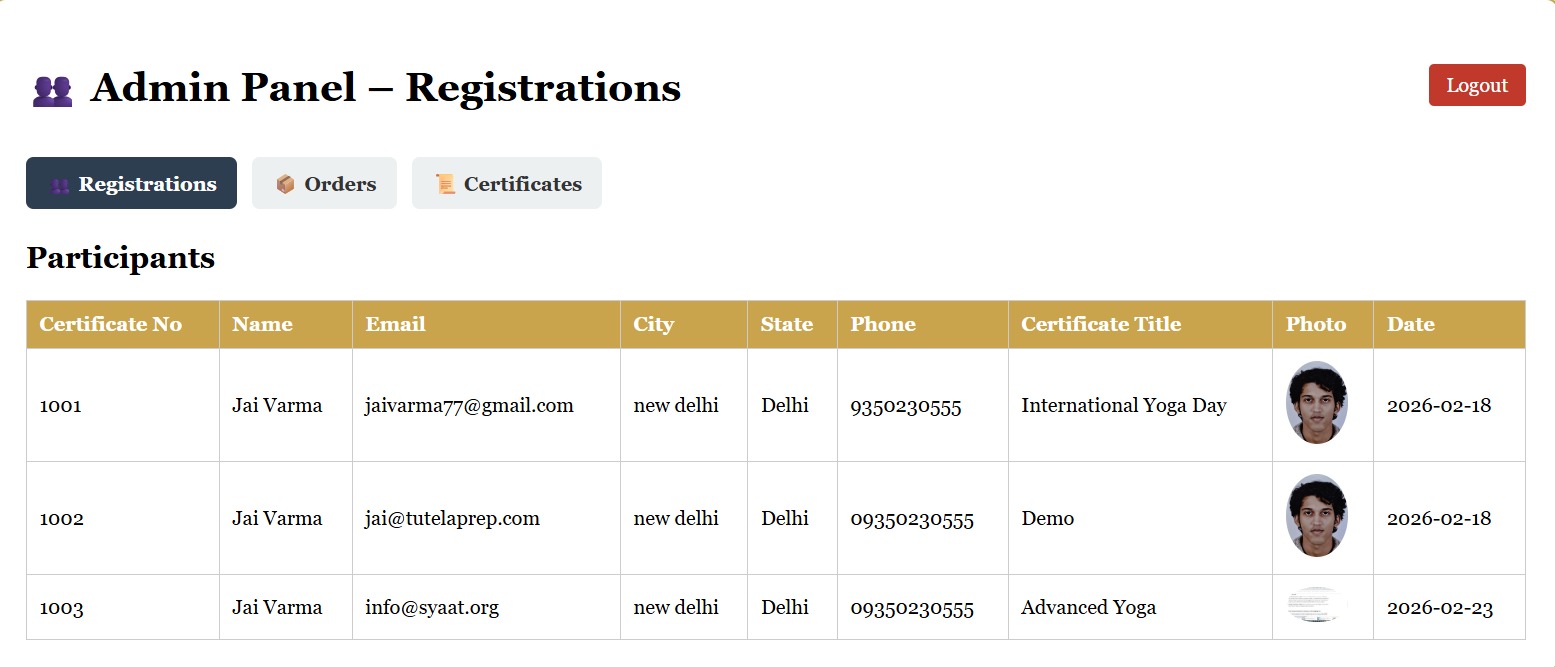 Admin & Registration System project preview